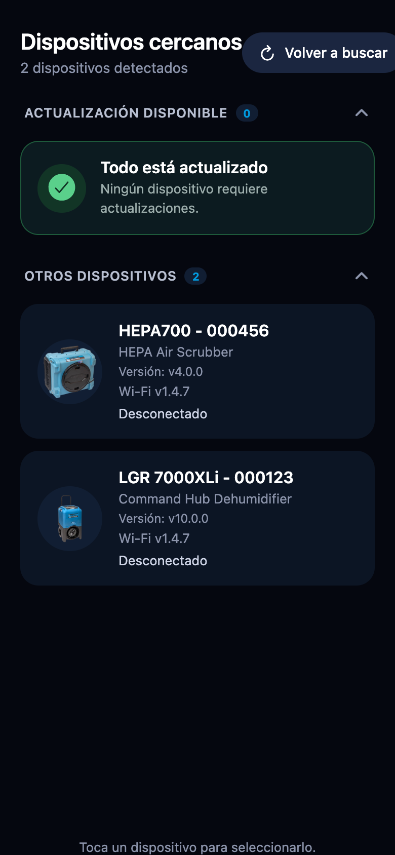 Lista cuando todos los dispositivos están al día